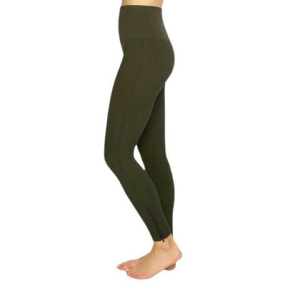 SPANX Seamless Side Zip High Waist Seamless Leggings Deep Olive Green Sz XL NWT - Picture 4 of 9